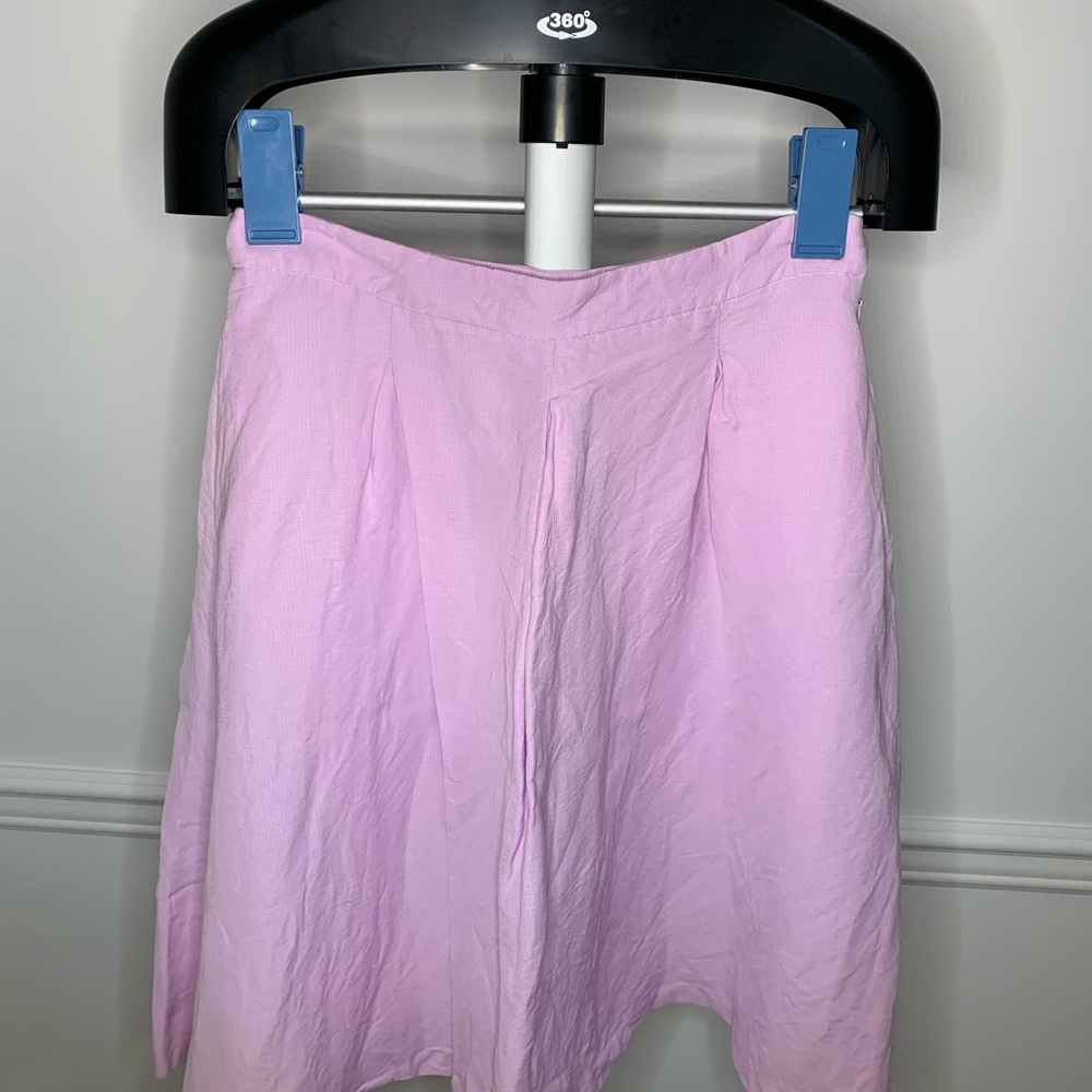 Zara large violet linen pleated flare skirt